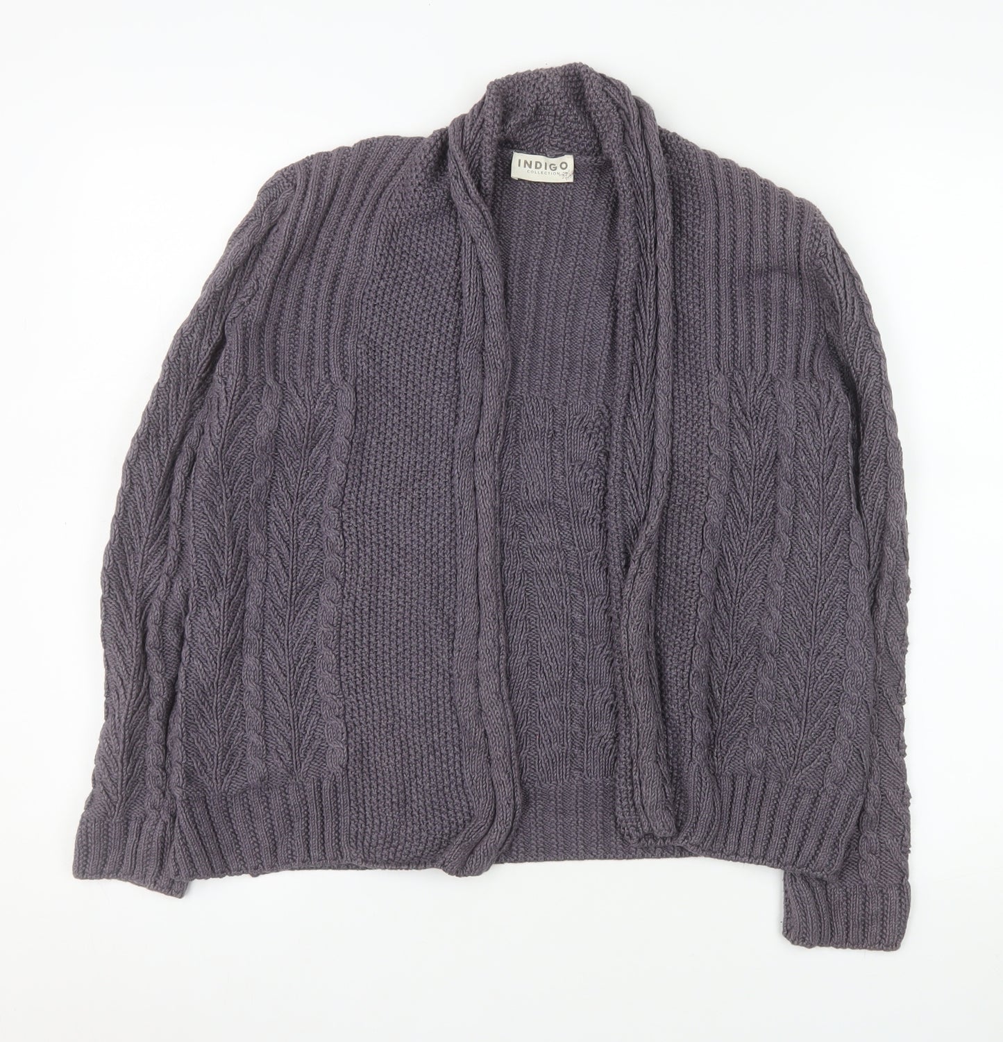 Marks and Spencer Women’s Grey Cable Knit Long Sleeve Open Cardigan Size 8