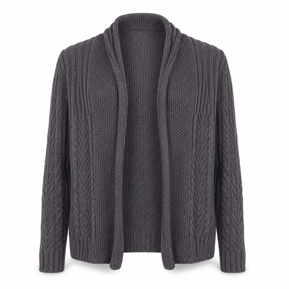 Marks and Spencer Women’s Grey Cable Knit Long Sleeve Open Cardigan Size 8