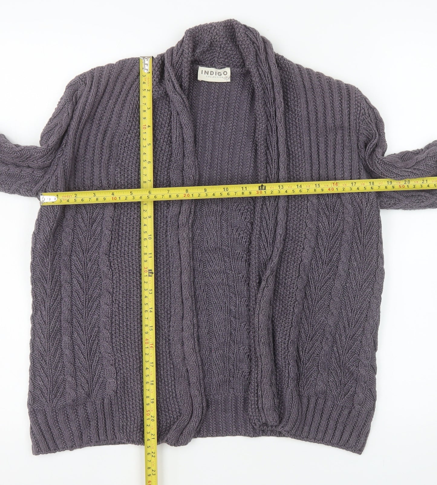 Marks and Spencer Women’s Grey Cable Knit Long Sleeve Open Cardigan Size 8