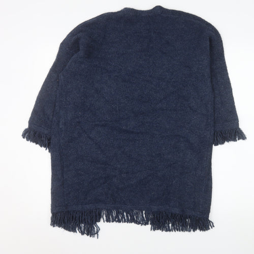 Tu Women’s Blue Longline Knitted Fringe Cardigan Size 10