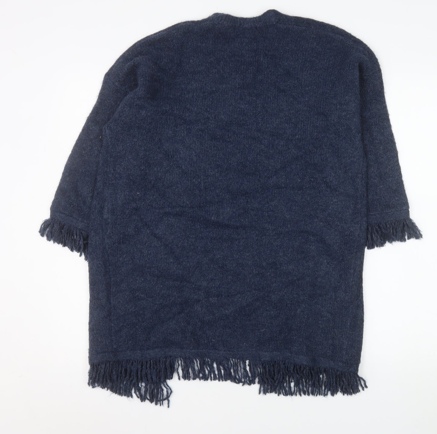 Tu Women’s Blue Longline Knitted Fringe Cardigan Size 10