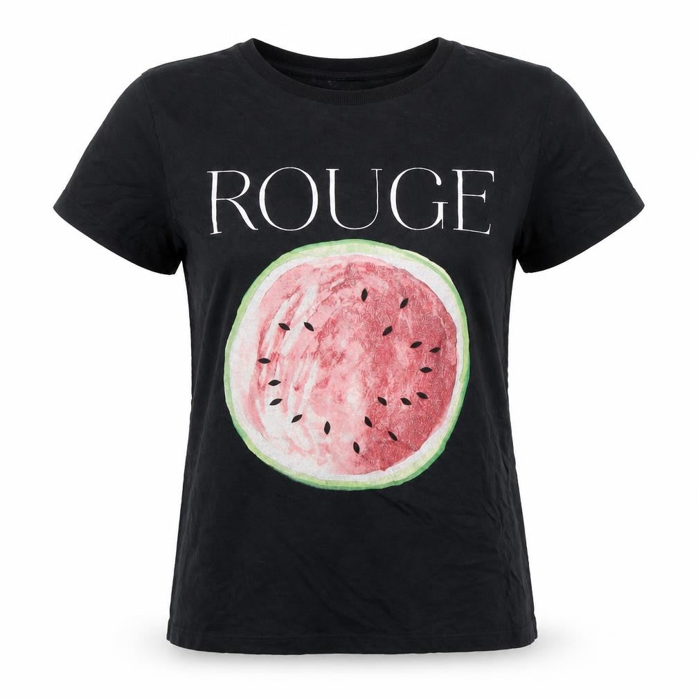 Stradivarius Womens Black Graphic Rouge Watermelon T-Shirt Size S