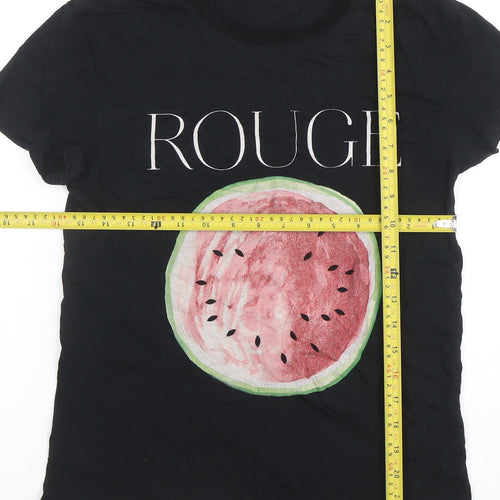Stradivarius Womens Black Graphic Rouge Watermelon T-Shirt Size S
