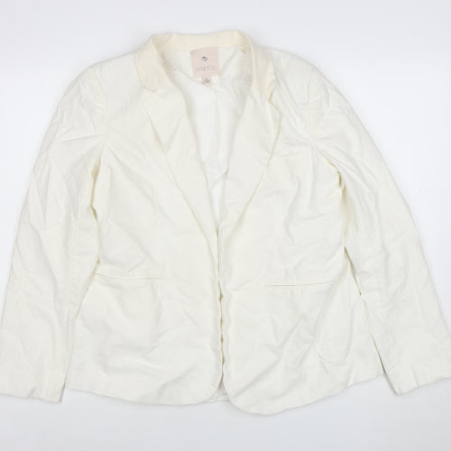 Eliane Rose Women's Ivory Linen Blend Single Breasted Blazer Size 14
