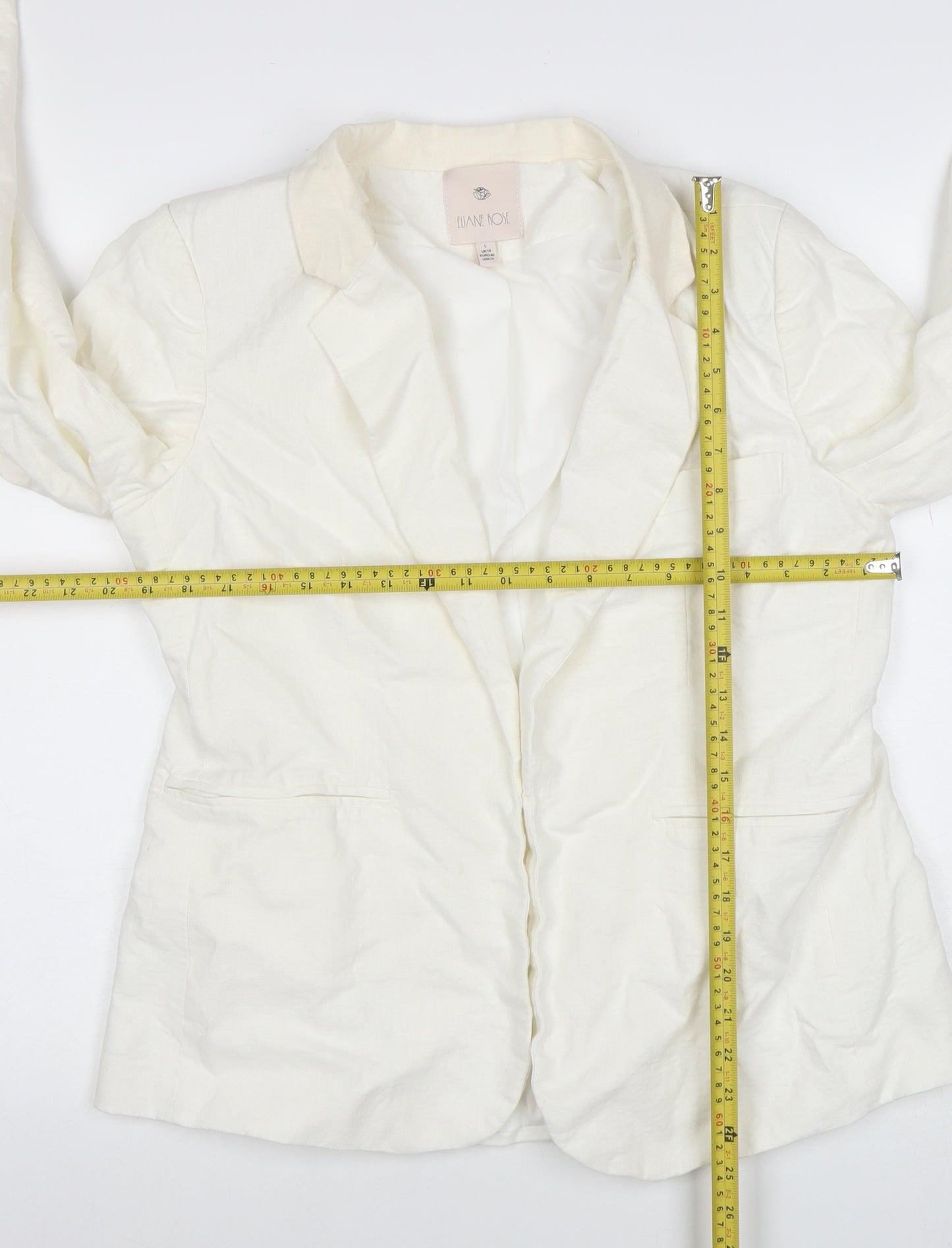 Eliane Rose Women's Ivory Linen Blend Single Breasted Blazer Size 14