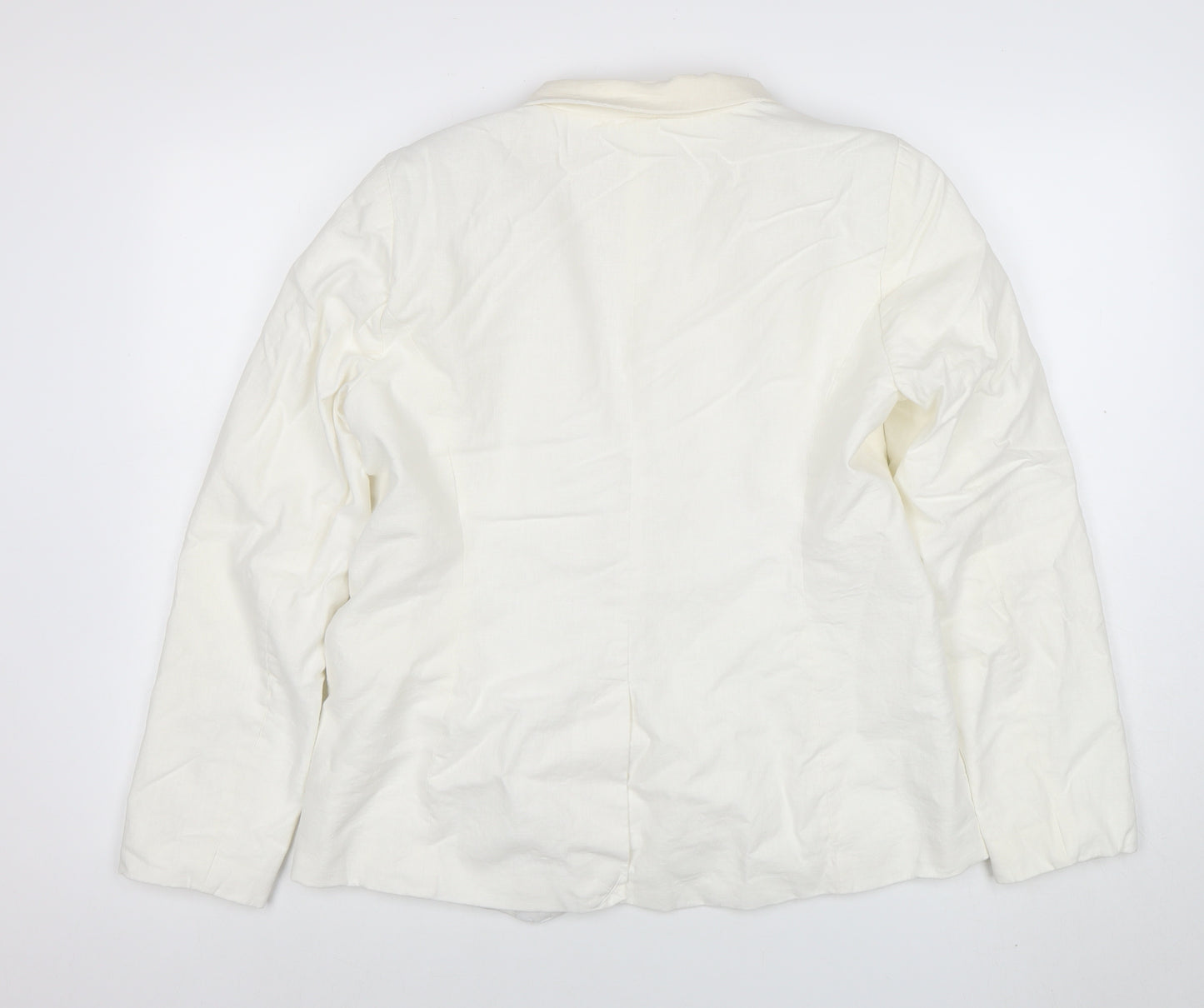 Eliane Rose Women's Ivory Linen Blend Single Breasted Blazer Size 14