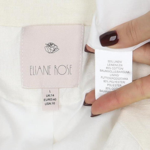 Eliane Rose Women's Ivory Linen Blend Single Breasted Blazer Size 14