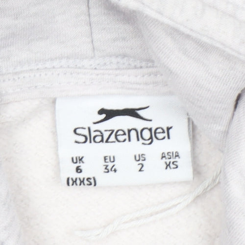 Slazenger Women’s Grey Pullover Hoodie UK 6 XXS Cotton Blend