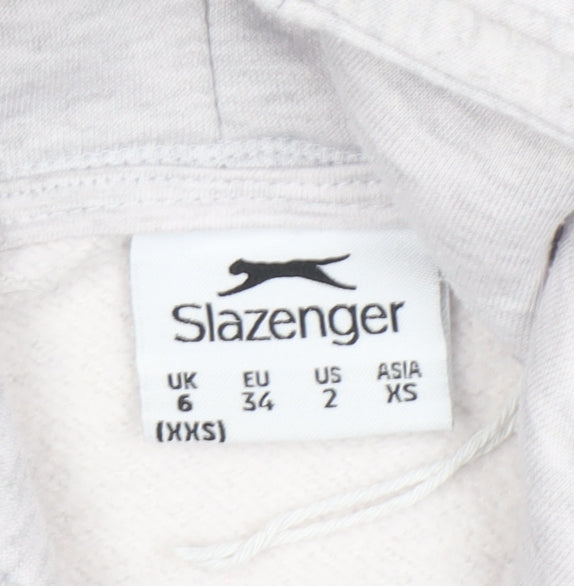 Slazenger Women’s Grey Pullover Hoodie UK 6 XXS Cotton Blend