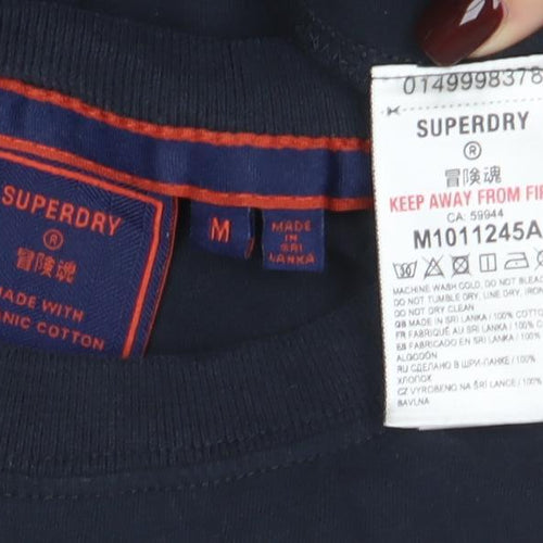 Superdry Men's Blue Organic Cotton Crew Neck T-Shirt Size M