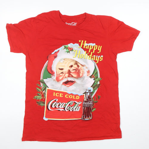 Coca-Cola Men's Red Christmas Santa Graphic T-Shirt Size M