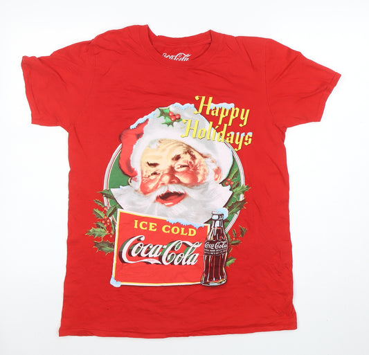 Coca-Cola Men's Red Christmas Santa Graphic T-Shirt Size M