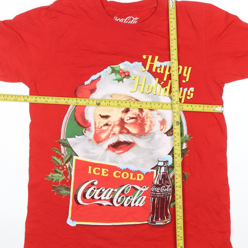 Coca-Cola Men's Red Christmas Santa Graphic T-Shirt Size M