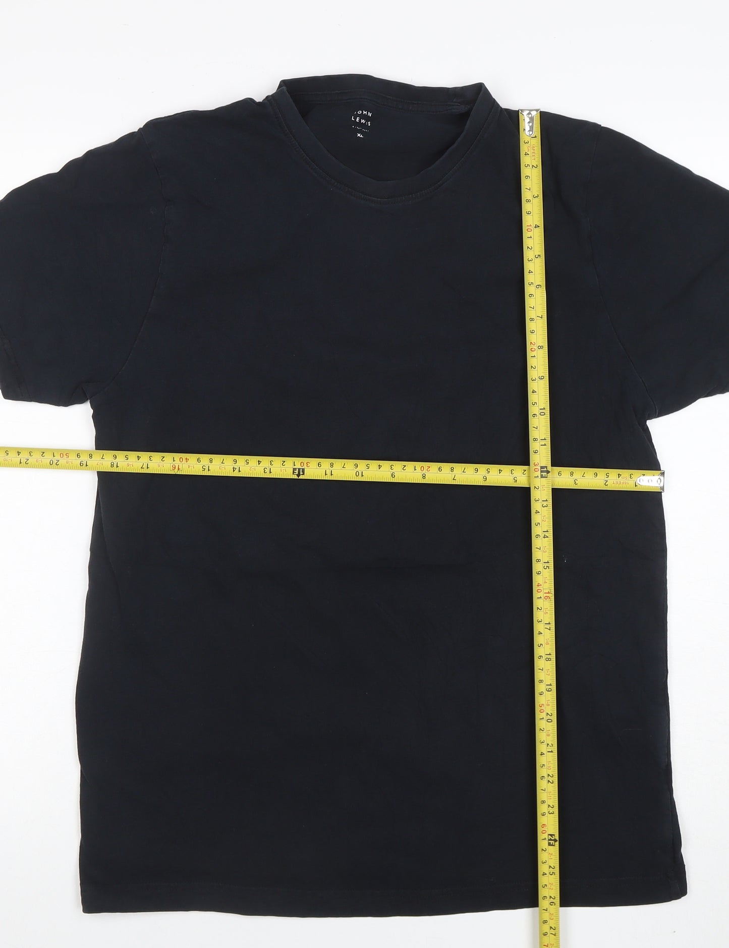 John Lewis Men’s Black Cotton Crew Neck XL T-Shirt