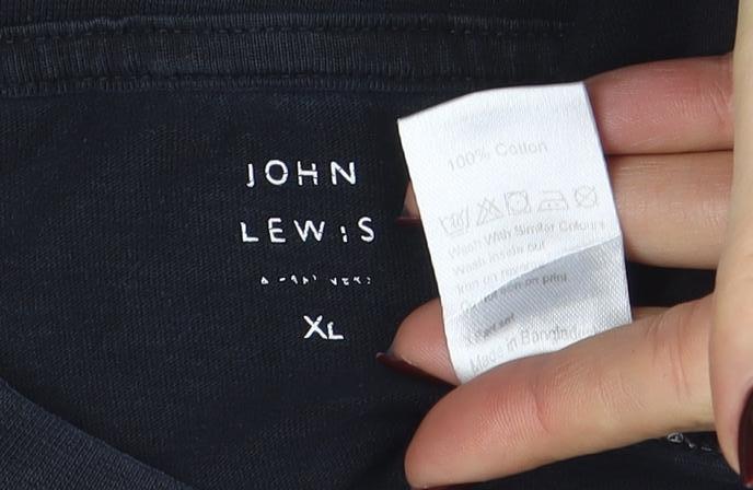 John Lewis Men’s Black Cotton Crew Neck XL T-Shirt