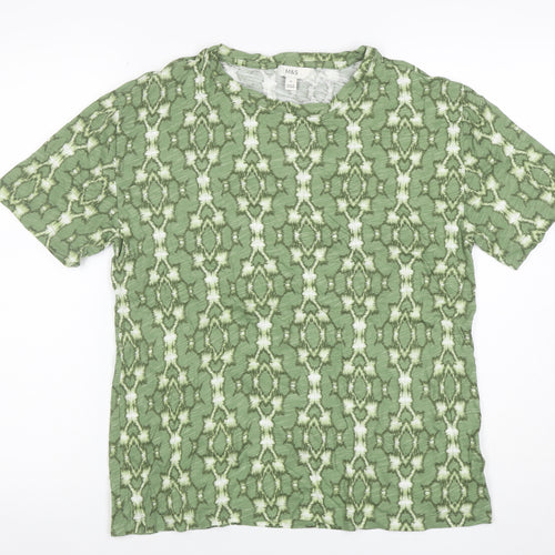 Marks and Spencer Women’s Green Geometric Cotton Modal T-Shirt Size 10