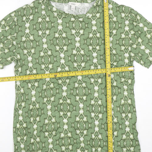 Marks and Spencer Women’s Green Geometric Cotton Modal T-Shirt Size 10