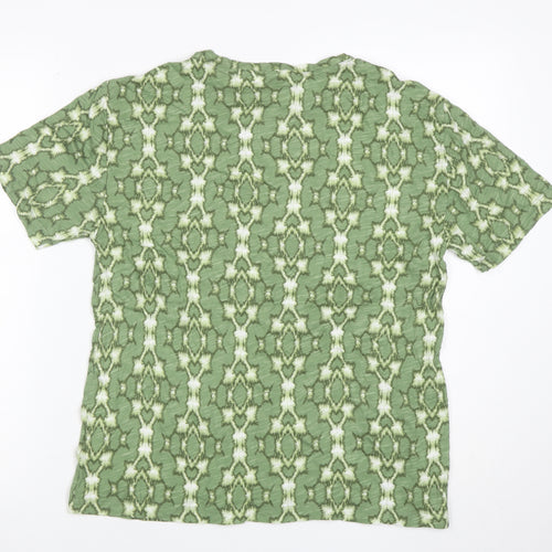 Marks and Spencer Women’s Green Geometric Cotton Modal T-Shirt Size 10