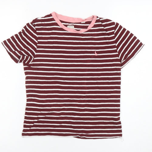 Jack Wills Womens Red Striped Cotton Modal T-Shirt UK 10