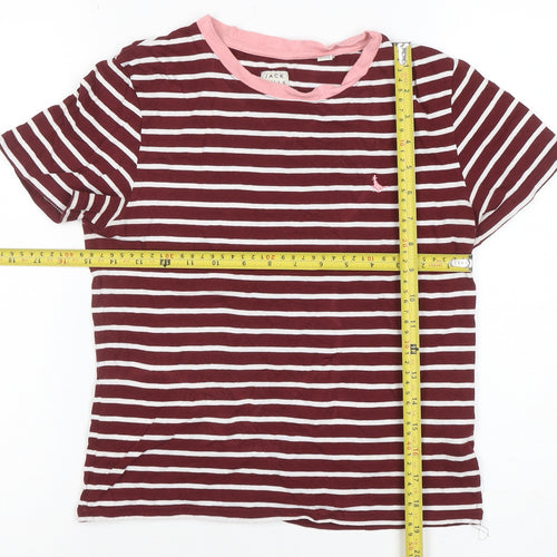 Jack Wills Womens Red Striped Cotton Modal T-Shirt UK 10