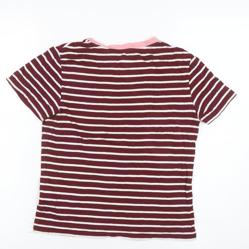 Jack Wills Womens Red Striped Cotton Modal T-Shirt UK 10