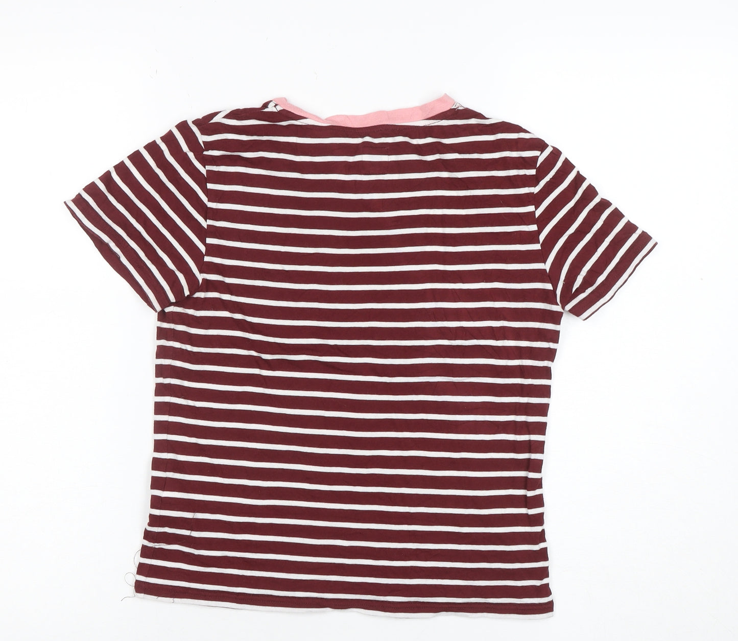 Jack Wills Womens Red Striped Cotton Modal T-Shirt UK 10