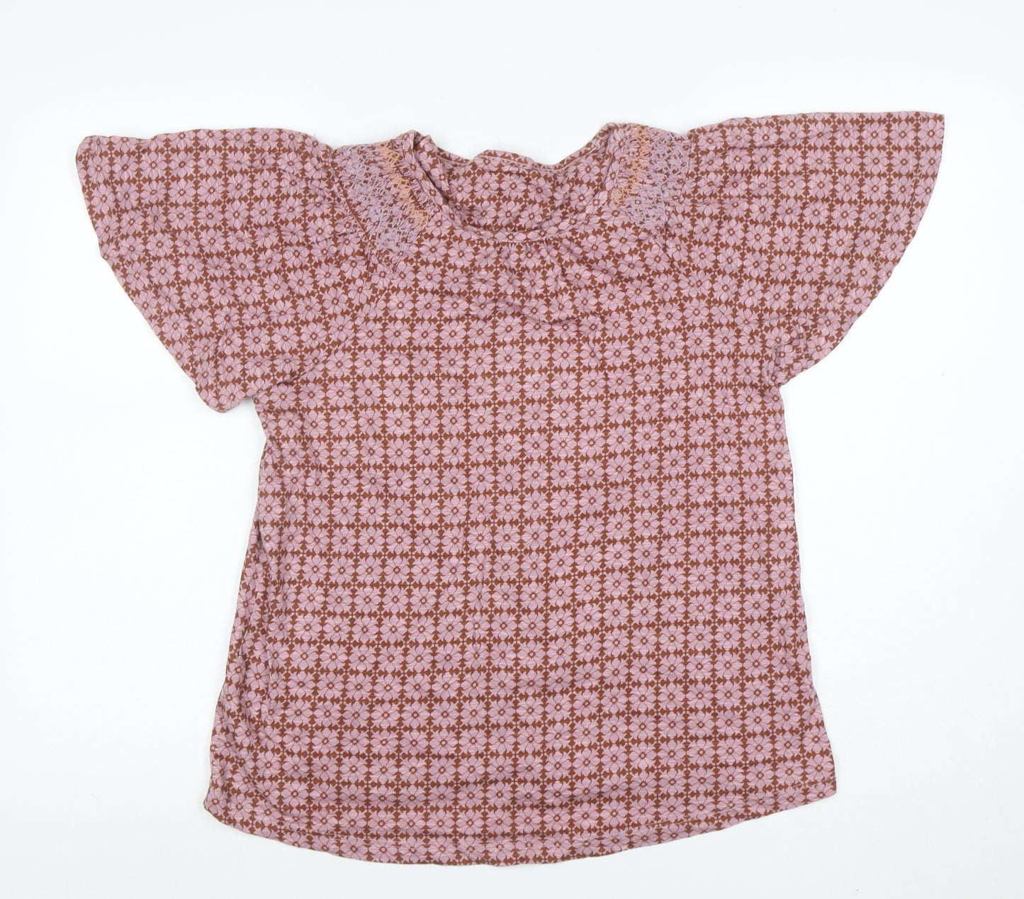 Next Womens Pink Floral Cotton Tunic Blouse Size 12