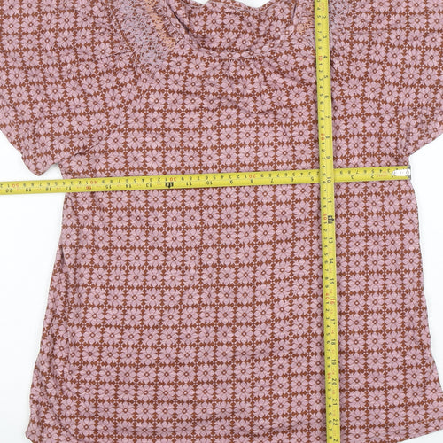 Next Womens Pink Floral Cotton Tunic Blouse Size 12