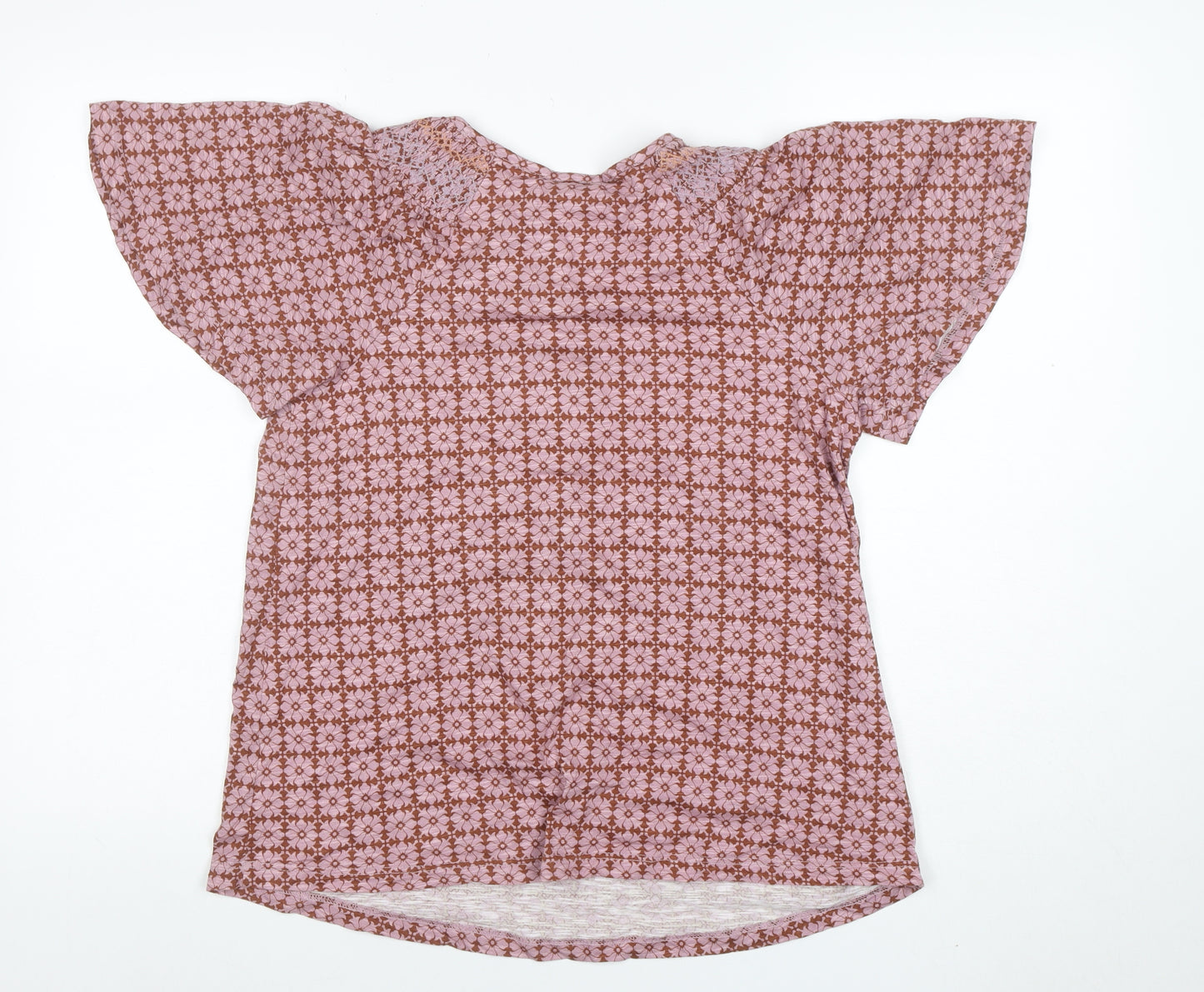 Next Womens Pink Floral Cotton Tunic Blouse Size 12