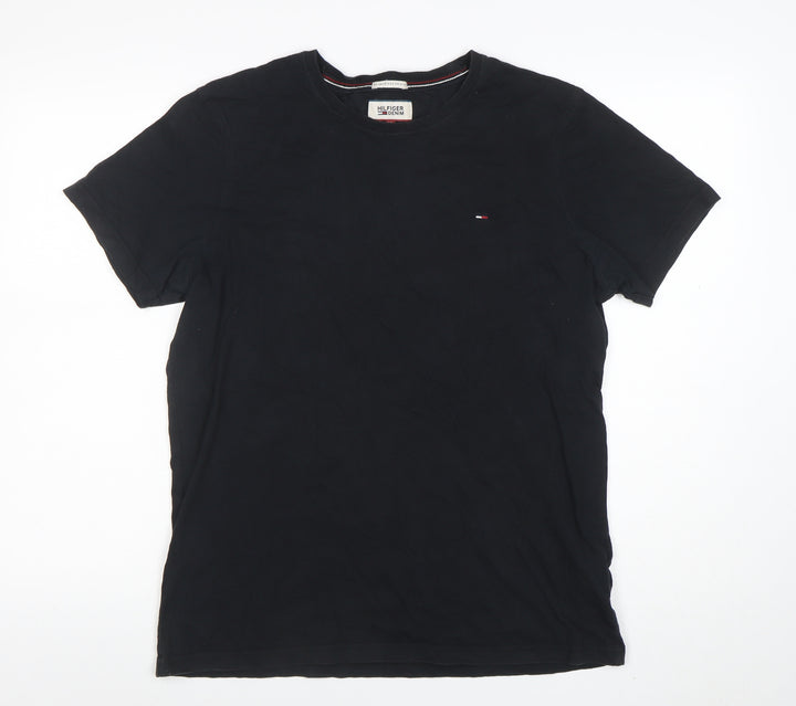 Tommy Hilfiger Denim Men’s Black Cotton Crew Neck XL T-Shirt