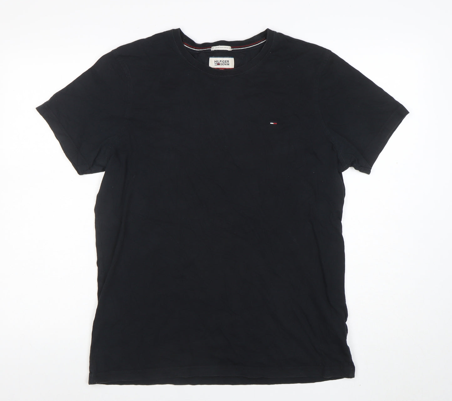 Tommy Hilfiger Denim Men’s Black Cotton Crew Neck XL T-Shirt