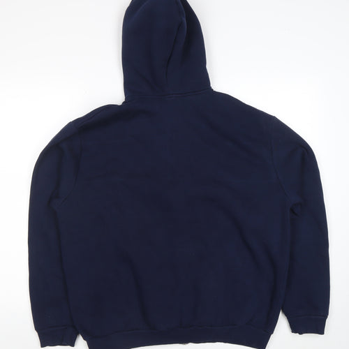 boohooMAN Men's Blue Full Zip Hoodie Size S Logo Design