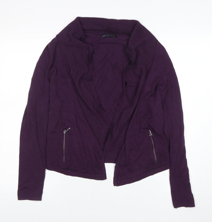 Marks and Spencer Women's Purple Size 10 Zip Accent Cardigan
