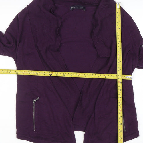 Marks and Spencer Women's Purple Size 10 Zip Accent Cardigan