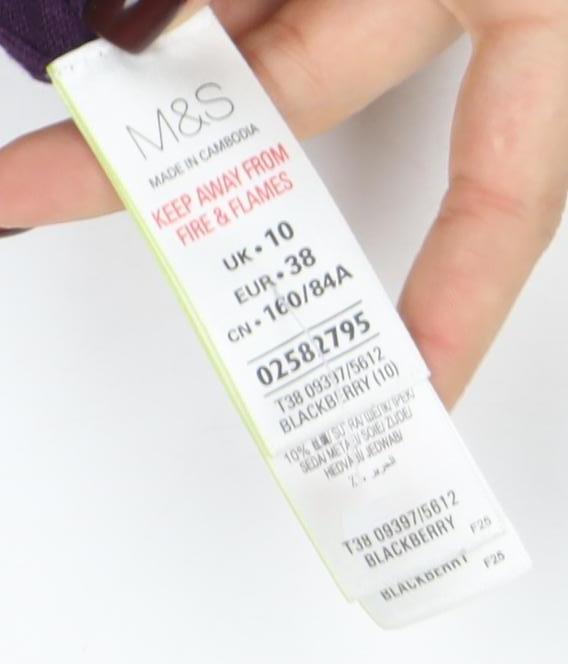 Marks and Spencer Women's Purple Size 10 Zip Accent Cardigan