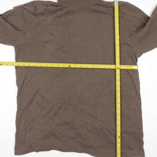 Marks and Spencer Men's Brown Roll Neck Cotton Pullover Sweatshirt L