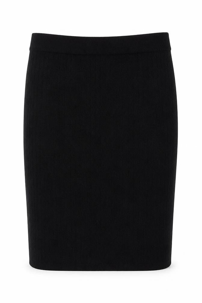 Front view of Jack Wills Women's Black Knit Stretch Pencil Skirt, size 10
