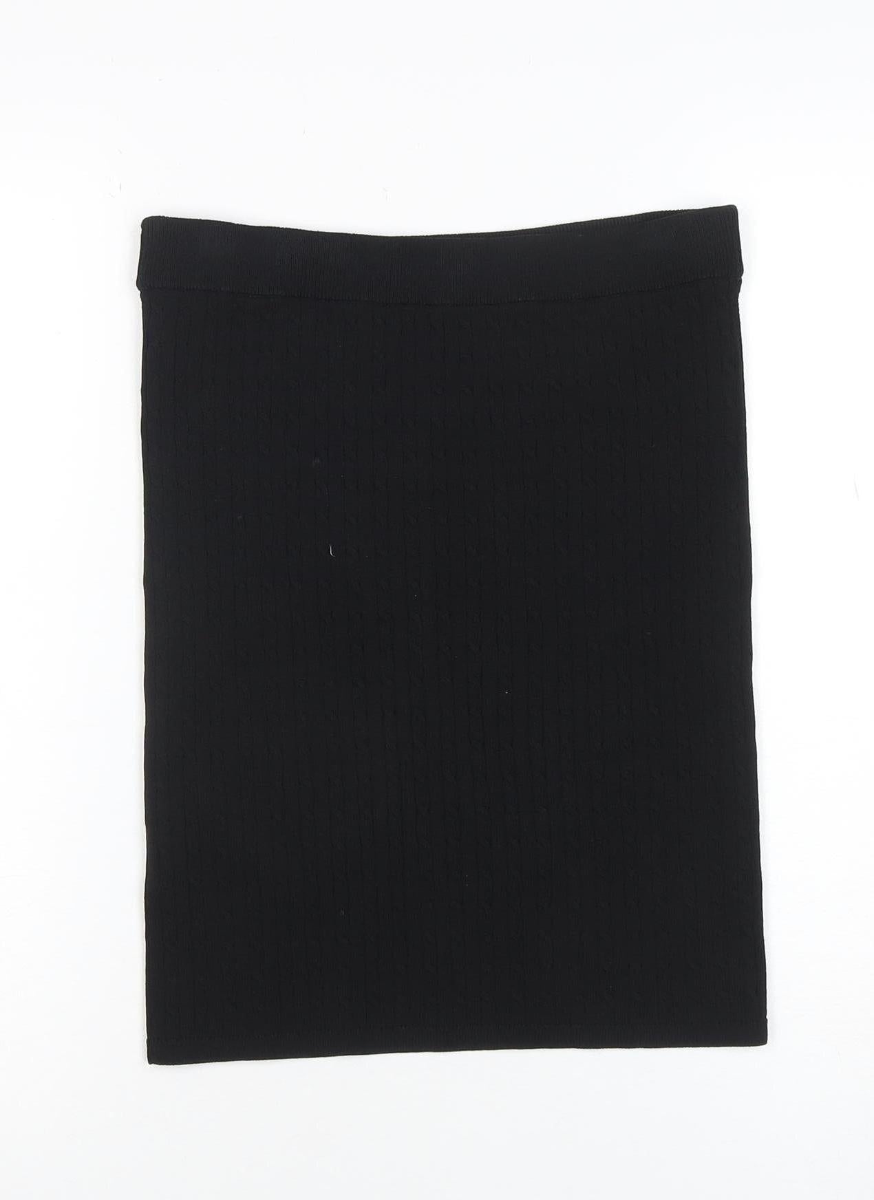 Jack Wills Women's Black Knit Stretch Pencil Skirt Size 10