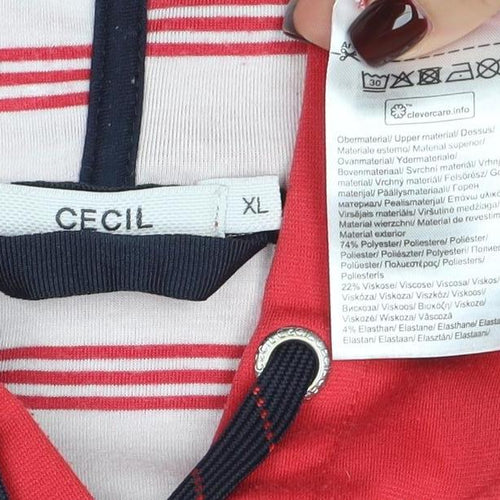 Cecil Womens Red Full Zip Hoodie XL Hooded Sweatshirt