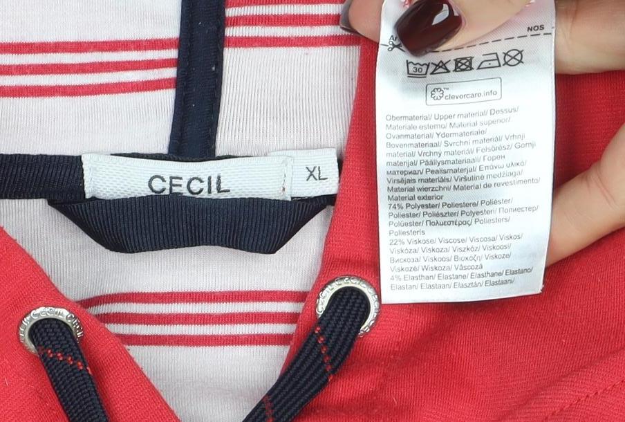 Cecil Womens Red Full Zip Hoodie XL Hooded Sweatshirt