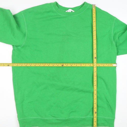 H&M Women Green Pullover Sweatshirt Size 12 Cotton Blend