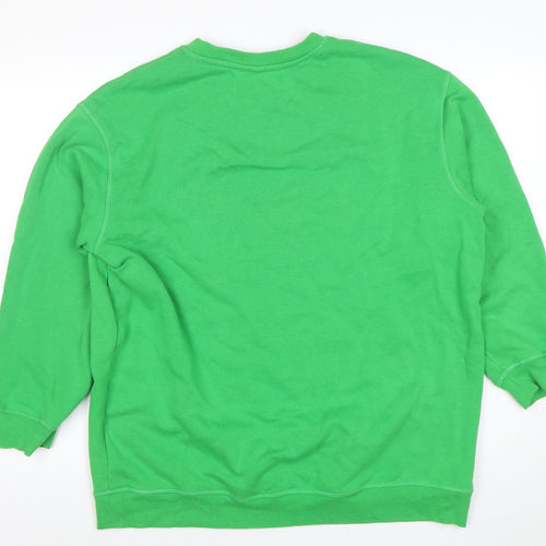 H&M Women Green Pullover Sweatshirt Size 12 Cotton Blend