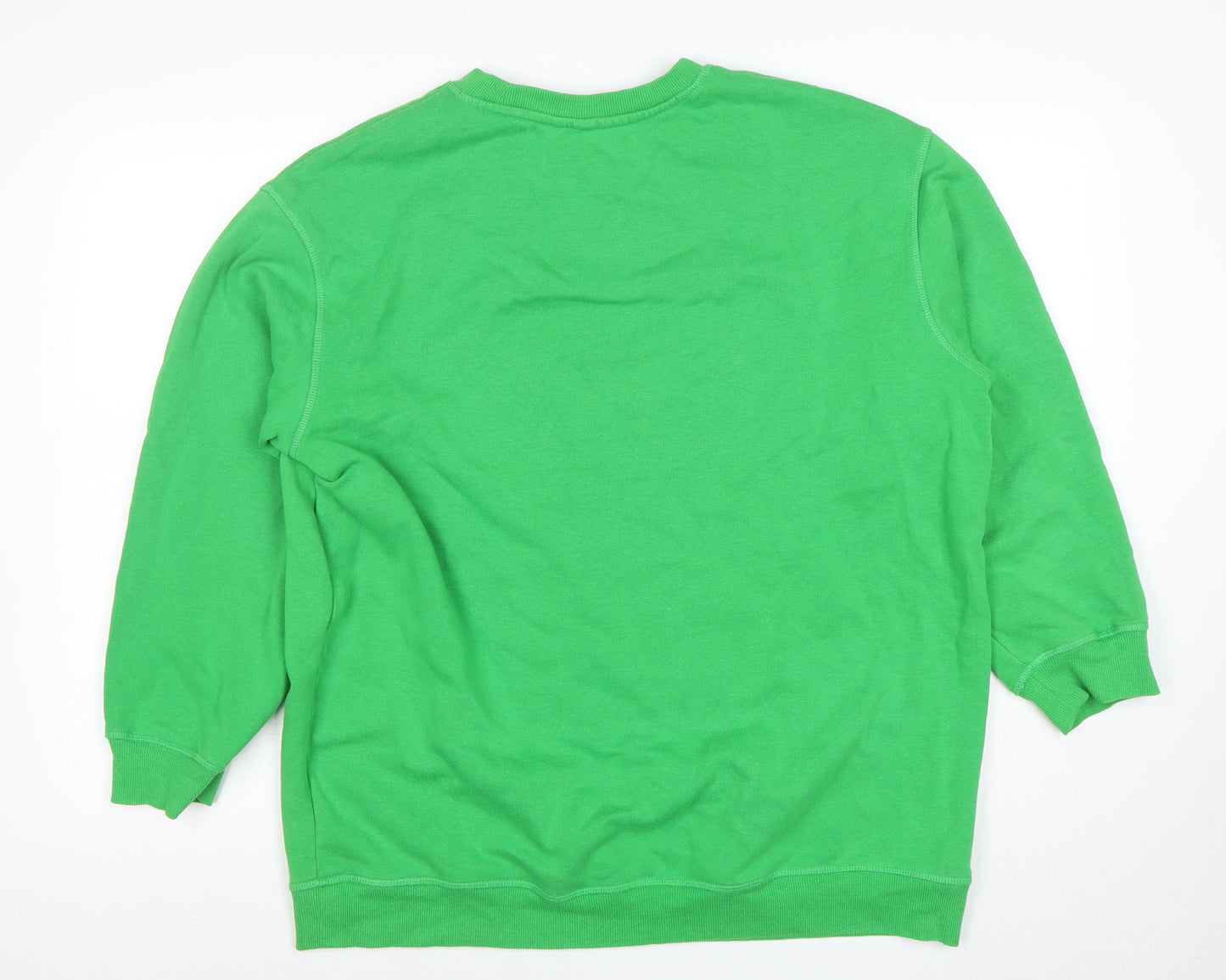 H&M Women Green Pullover Sweatshirt Size 12 Cotton Blend