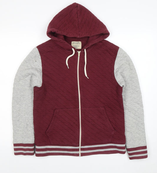 Burton Menswear Men’s Red Quilted Full Zip Hoodie Size S