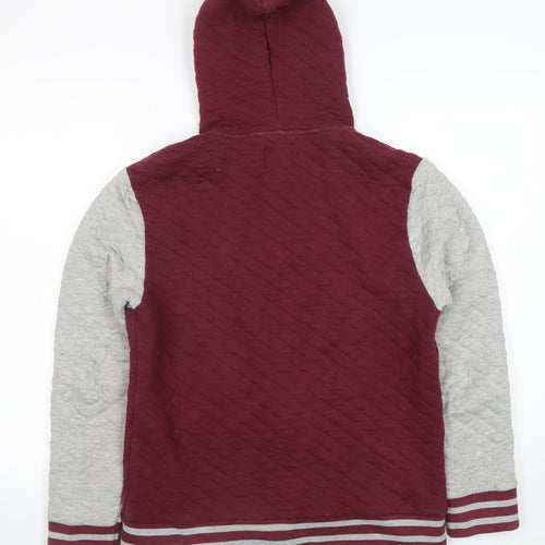 Burton Menswear Men’s Red Quilted Full Zip Hoodie Size S