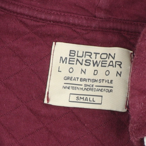 Burton Menswear Men’s Red Quilted Full Zip Hoodie Size S