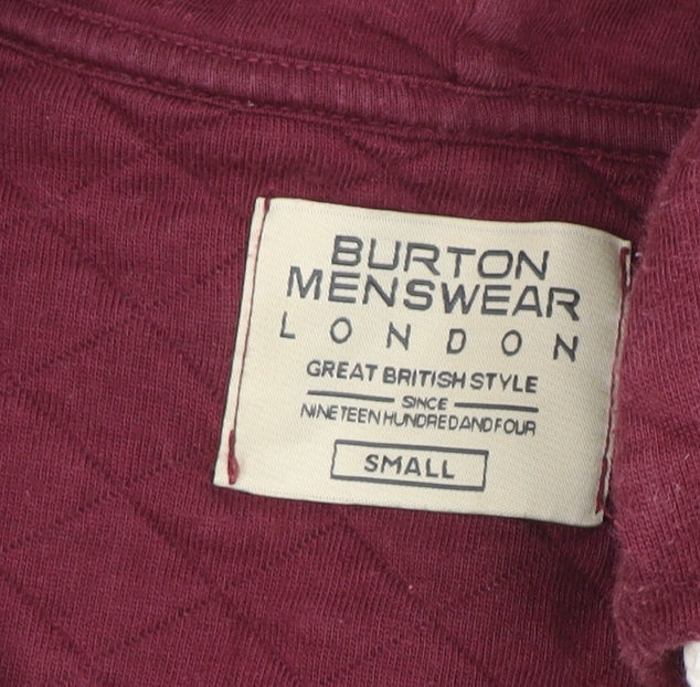 Burton Menswear Men’s Red Quilted Full Zip Hoodie Size S
