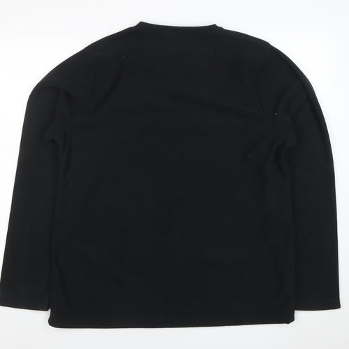 Peter Storm Women Black Size 18 V-Neck Fleece Pullover Sweatshirt
