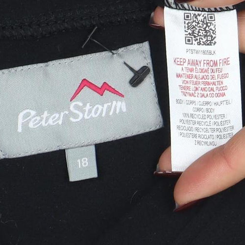 Peter Storm Women Black Size 18 V-Neck Fleece Pullover Sweatshirt