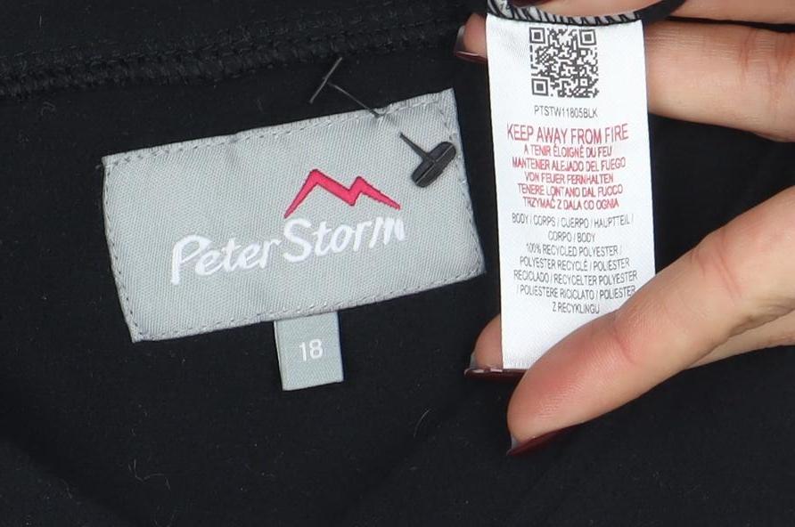 Peter Storm Women Black Size 18 V-Neck Fleece Pullover Sweatshirt